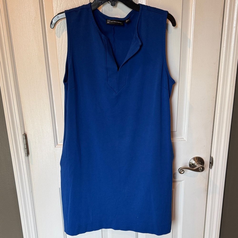 New York & Company Blue Sleeveless Dress
